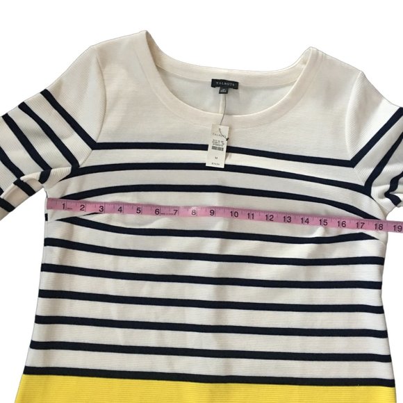 Talbots Cream Navy Stripe Color Block Top - Picture 8 of 10